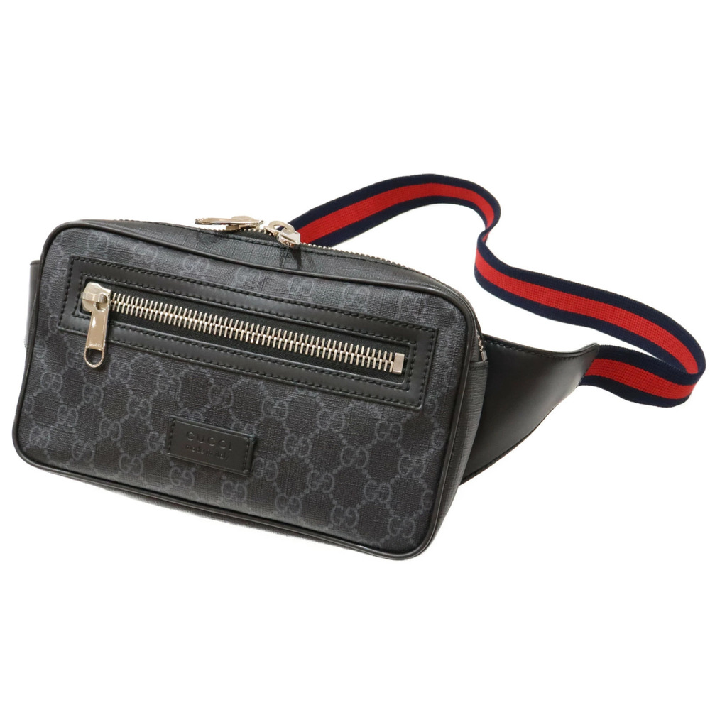GUCCI Soft GG Supreme Belt Bag Canvas Leather Gray Black Body Belt Bum
